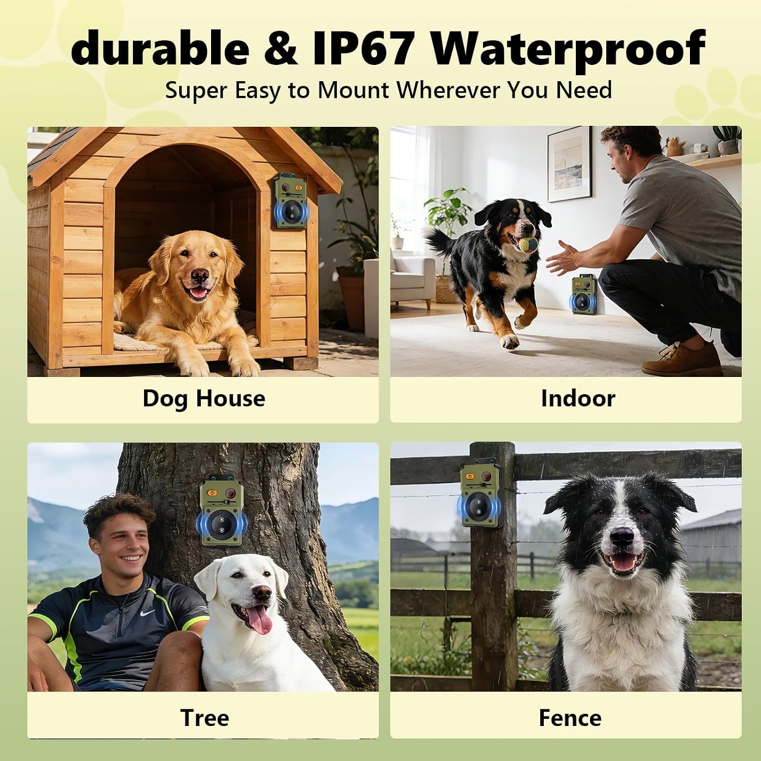 Package contents of Djnfgq rechargeable bark deterrent device