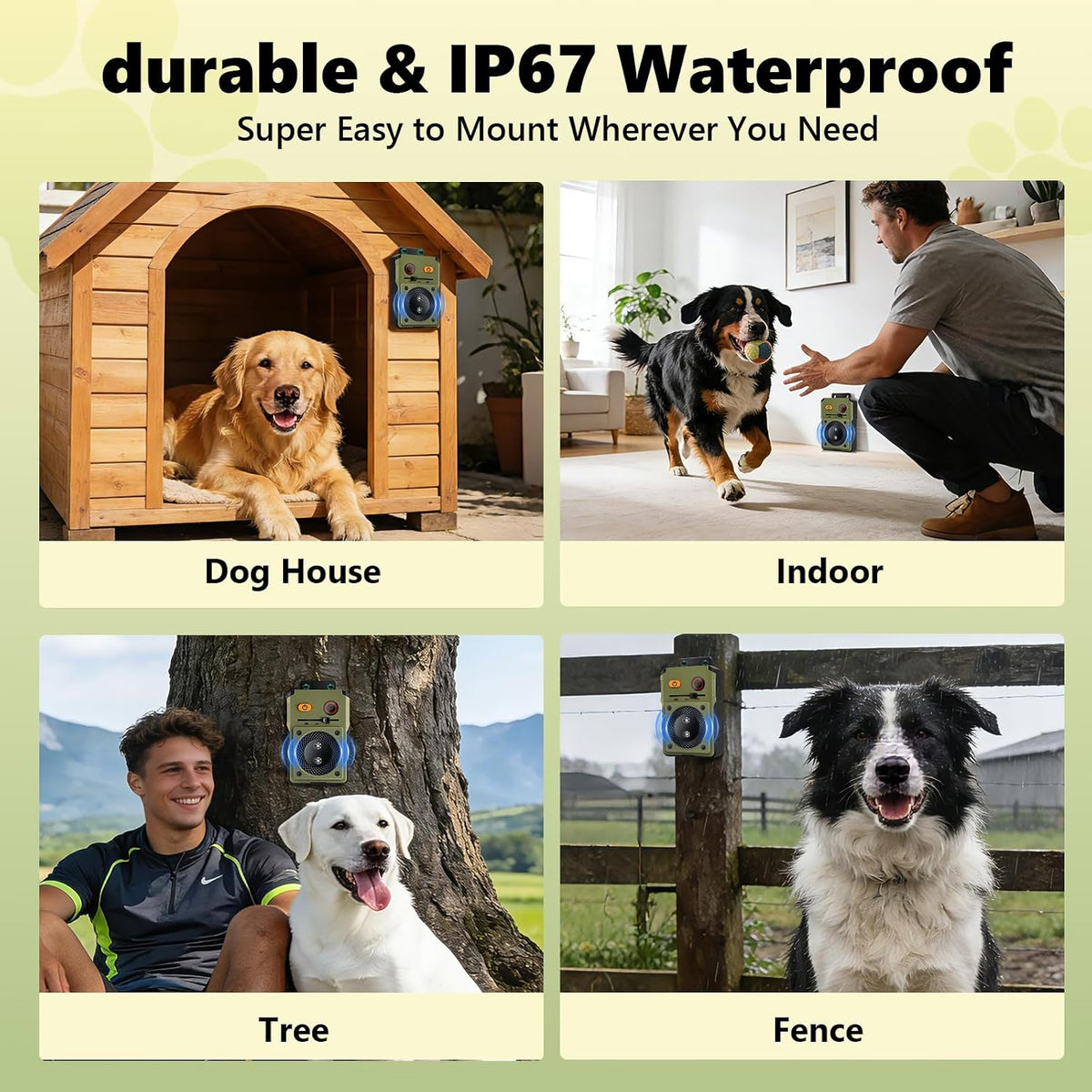 Package contents of Djnfgq rechargeable bark deterrent device