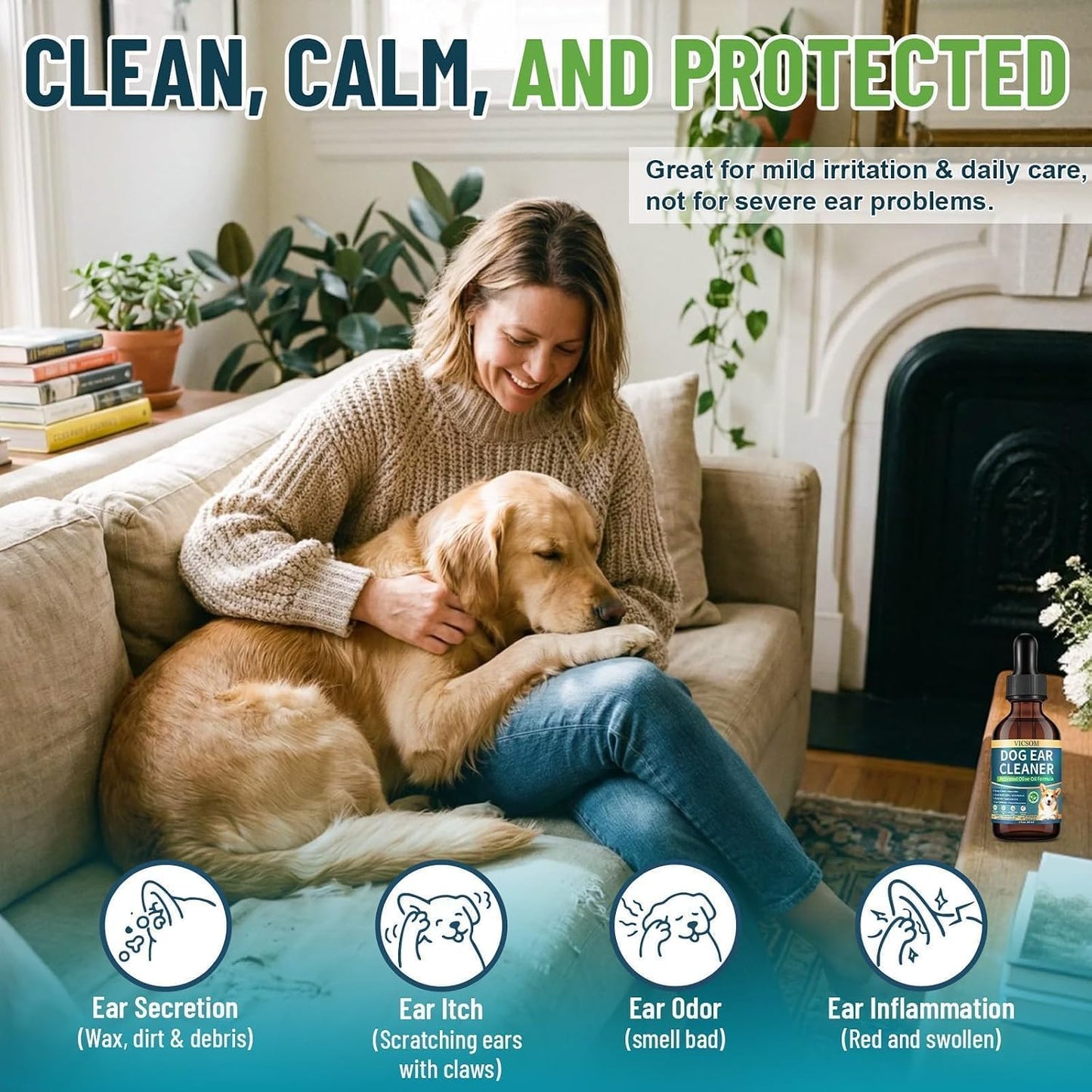 Vicsom dog ear drops showing ozonated olive oil formula benefits