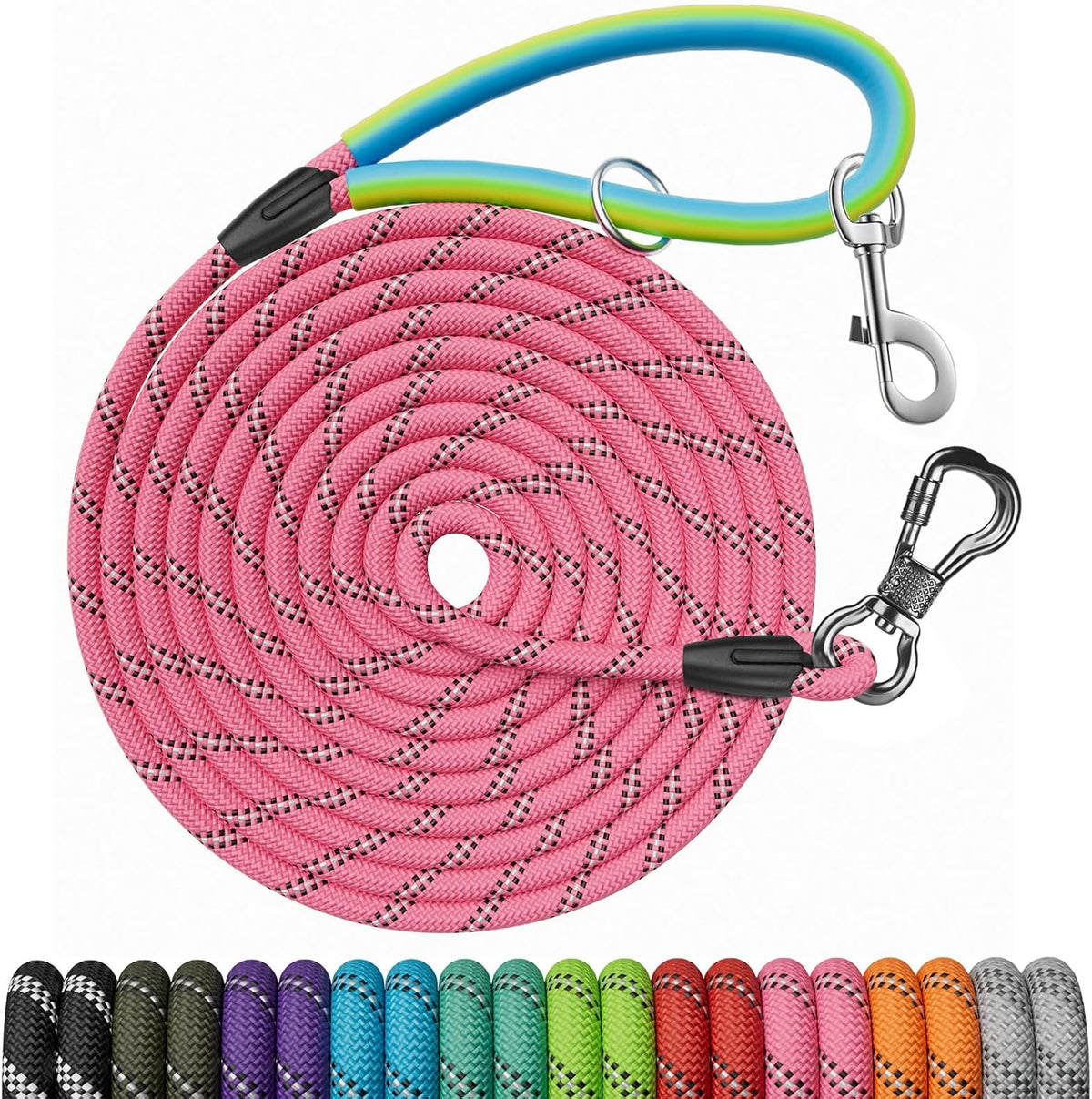 NTR 30 FT Dog Leash, Obedience Recall Training Agility Lead, with 2 Swivel Hooks, Reflective Threads and Soft Handle, Puppy Leash for Walking, Hunting, Camping for Small Medium and Large Dogs-Black - Image 9