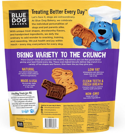 Close up of Blue Dog Bakery assorted flavor dog biscuits