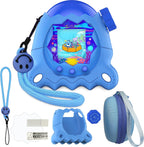 JCHPINE Tamagotchi Paradise protective case bundle front view showing blue octopus silicone cover and hard travel pouch.