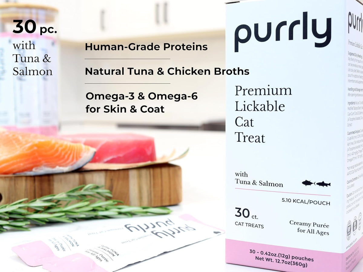 Purrly tuna and salmon cat treats creamy texture close up