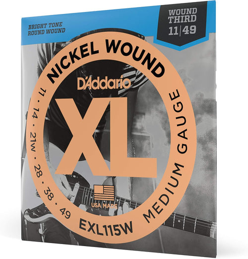 D'Addario Electric Guitar Strings, XL Nickel, EXL115W, Medium Gauge Wound Third 11-49, 6-String Set, Pack of 1 - Image 1