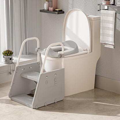 CheerKid 3 in 1 potty training toilet seat with wide ladder step stool front view