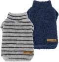 Fitwarm striped fleece dog sweater front view on a small puppy.