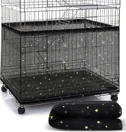Shappy Large Bird Cage Cover front view featuring premium black mesh net on a square cage setup.