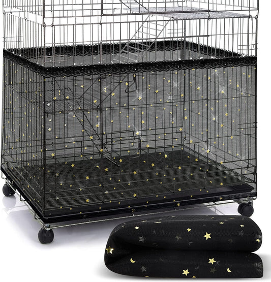 Shappy Large Bird Cage Cover front view featuring premium black mesh net on a square cage setup.