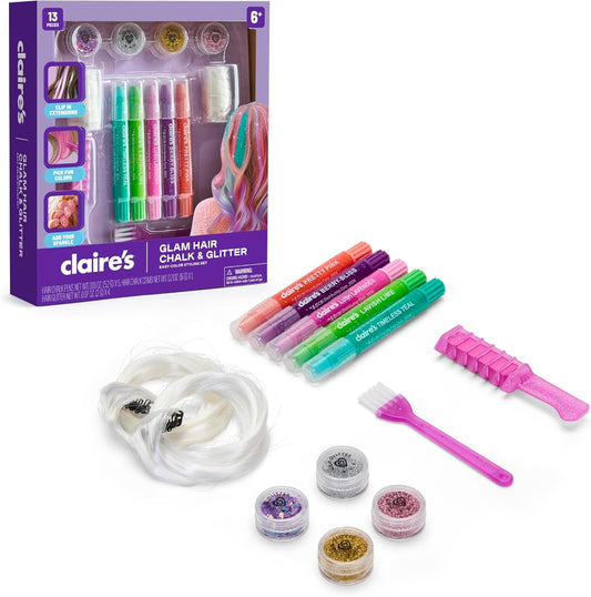 Claire's Hair Chalk and Glitter Styling Kit front view package