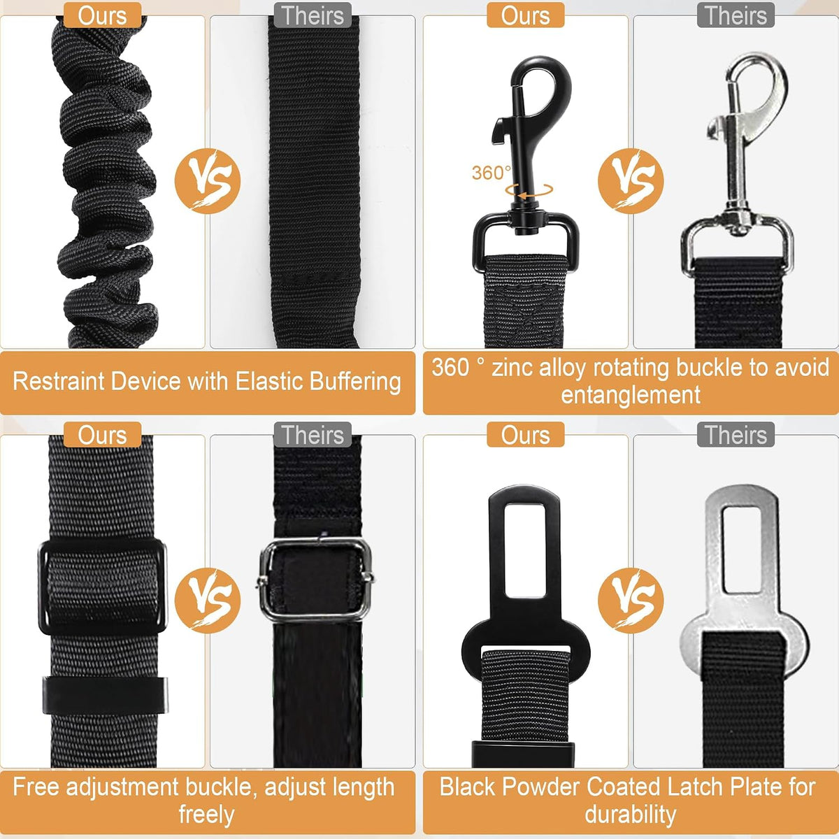 Adjustable nylon dog safety harness for vehicles