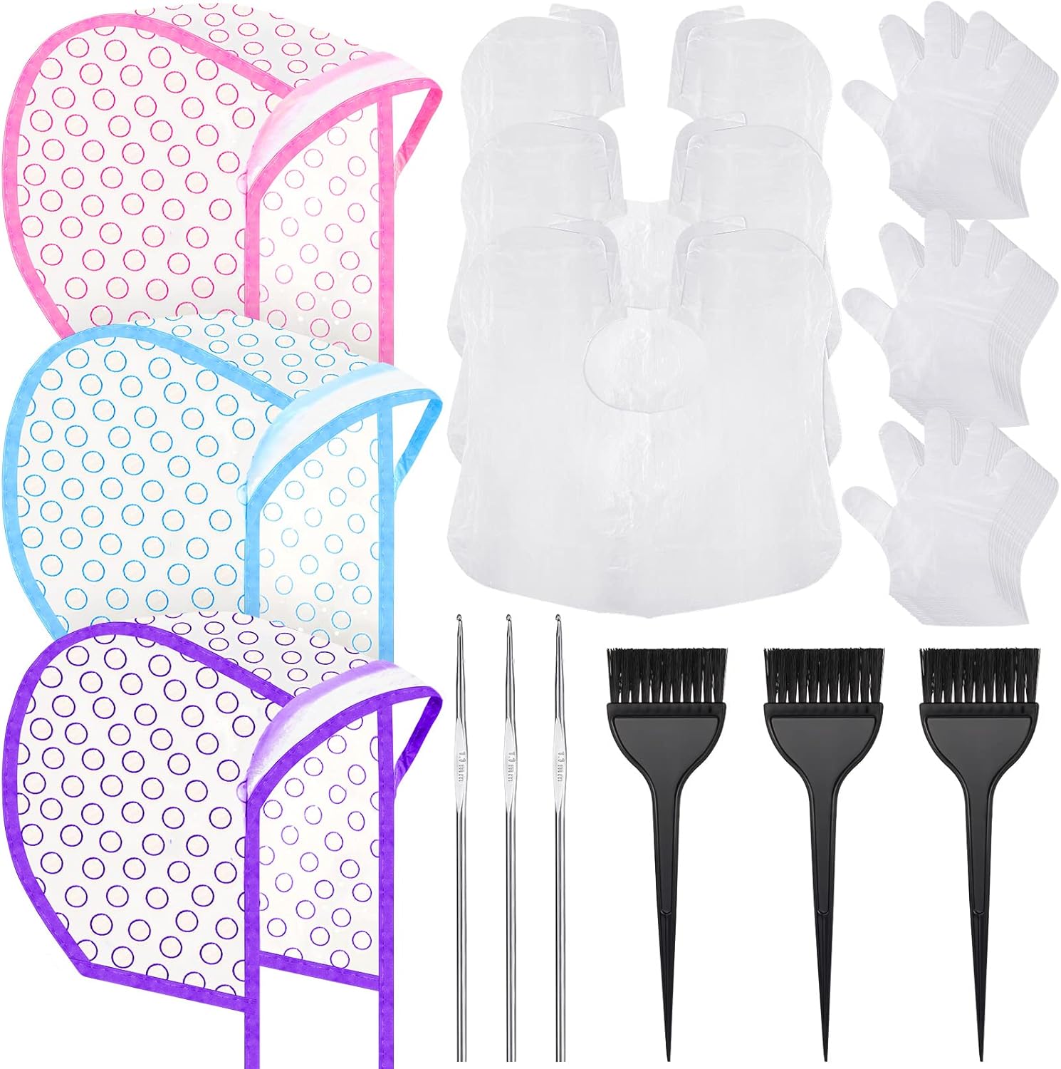 Boao 3 sets hair highlighting cap kit with tools front view