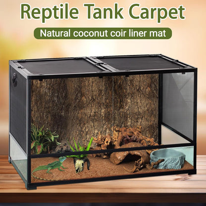 ZeeDix natural coco coir substrate liner mat inside a glass reptile terrarium setup.