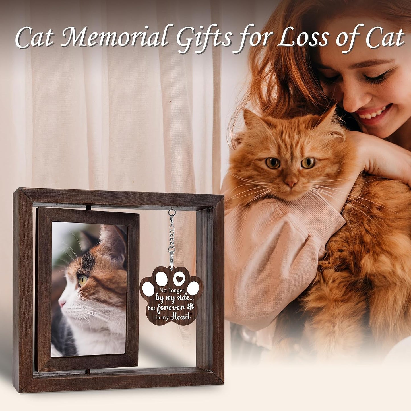 SHOW-YA pet remembrance frame rotating three hundred and sixty degrees with two different photos