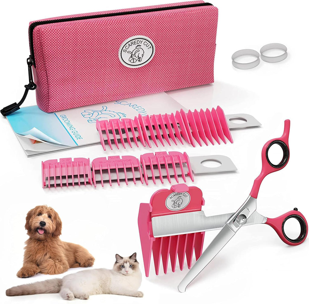 SCAREDY CUT Silent Pet Grooming Kit for Dog, Cat and All Pet Grooming - A Quiet Alternative to Electric Clippers for Sensitive Pets (Left-Handed Pink) - Image 10