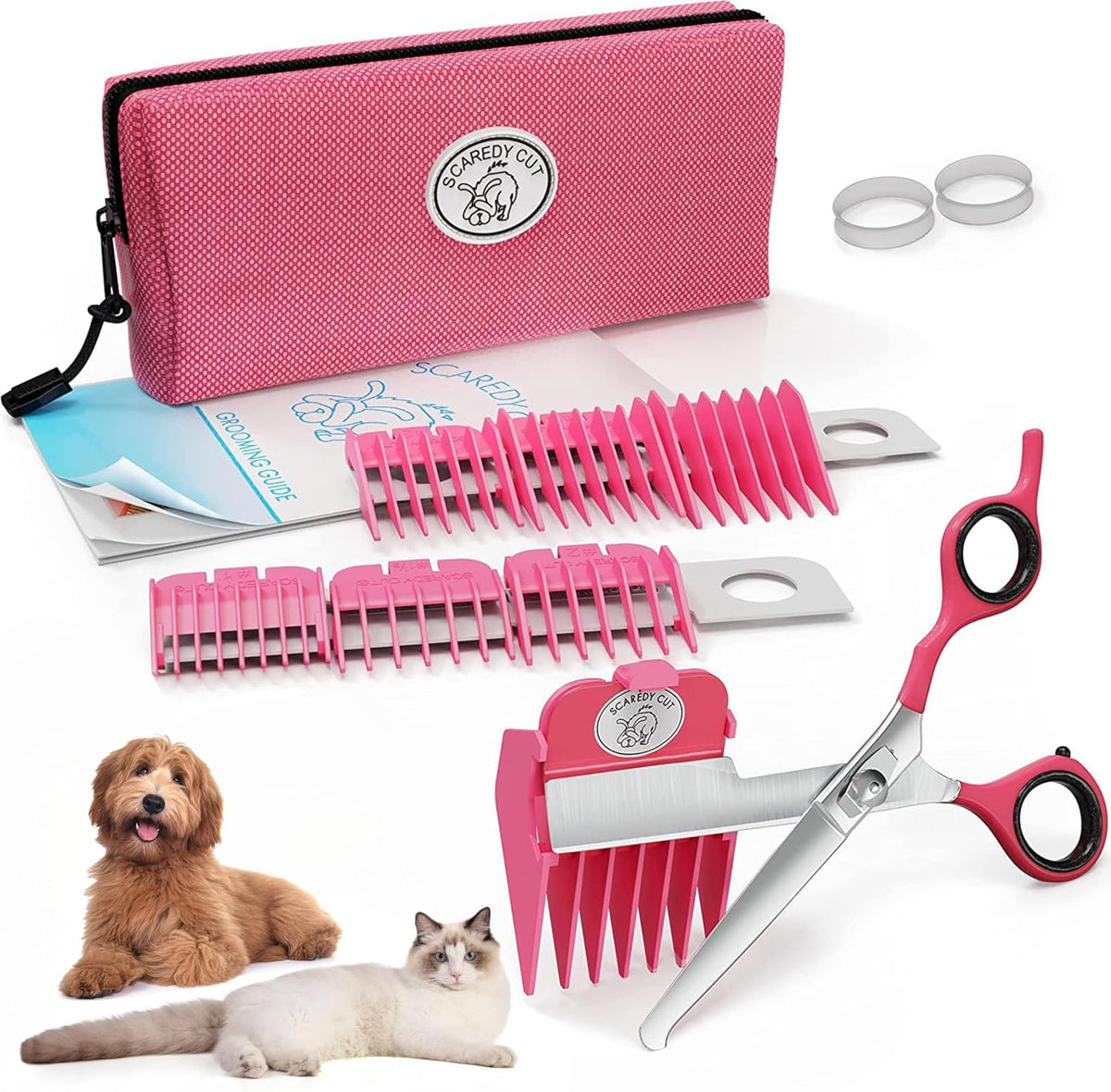 SCAREDY CUT Silent Pet Grooming Kit for Dog, Cat and All Pet Grooming - A Quiet Alternative to Electric Clippers for Sensitive Pets (Left-Handed Pink) - Image 10