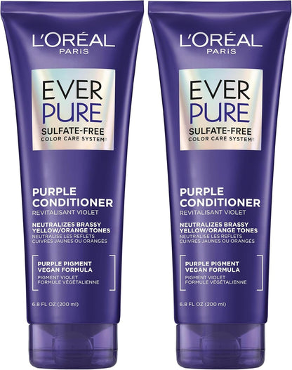 L'Oreal Paris Sulfate Free Brass Toning Purple Conditioner for Blonde, Bleached, Silver, or Brown Highlighted Hair, EverPure, 6.8 Fl Oz (Packaging May Vary) - Image 11