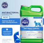 Cat's Pride lightweight clumping litter jug showing antibacterial benefits