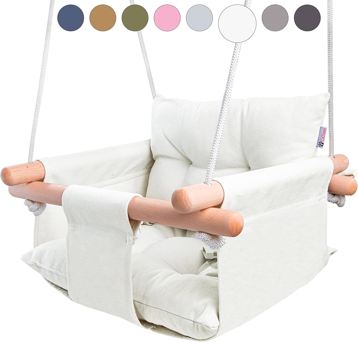 Cateam ivory canvas baby swing front view hanging chair