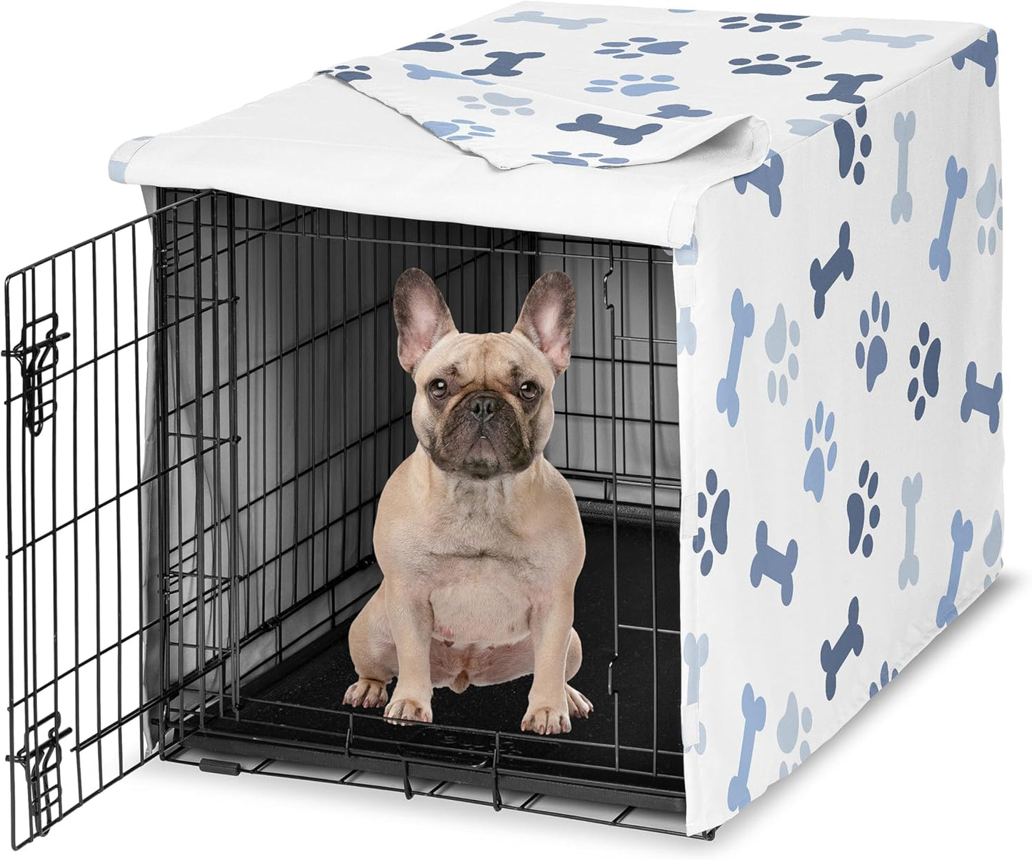 Sweet Jojo Designs 36in. Medium Dog Crate Cover (Bones and Paw Prints) for Boys Pet Cage, Kennel Covers (Modern, Cartoon, Doggy, Puppy, Neutral, Paws Print, Whimsical, Playful, Slate Navy Blue) - Image 12