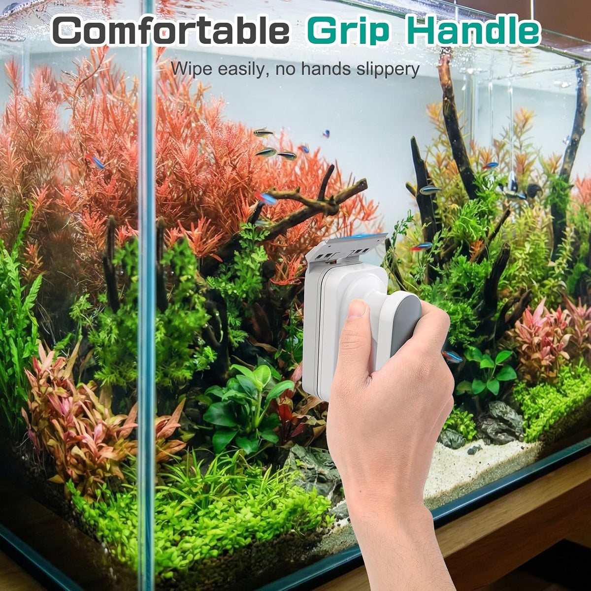 AQQA double sided magnetic cleaner scrubber with comfortable grip handle