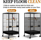 Black bird cage net installed securely around a large parrot cage