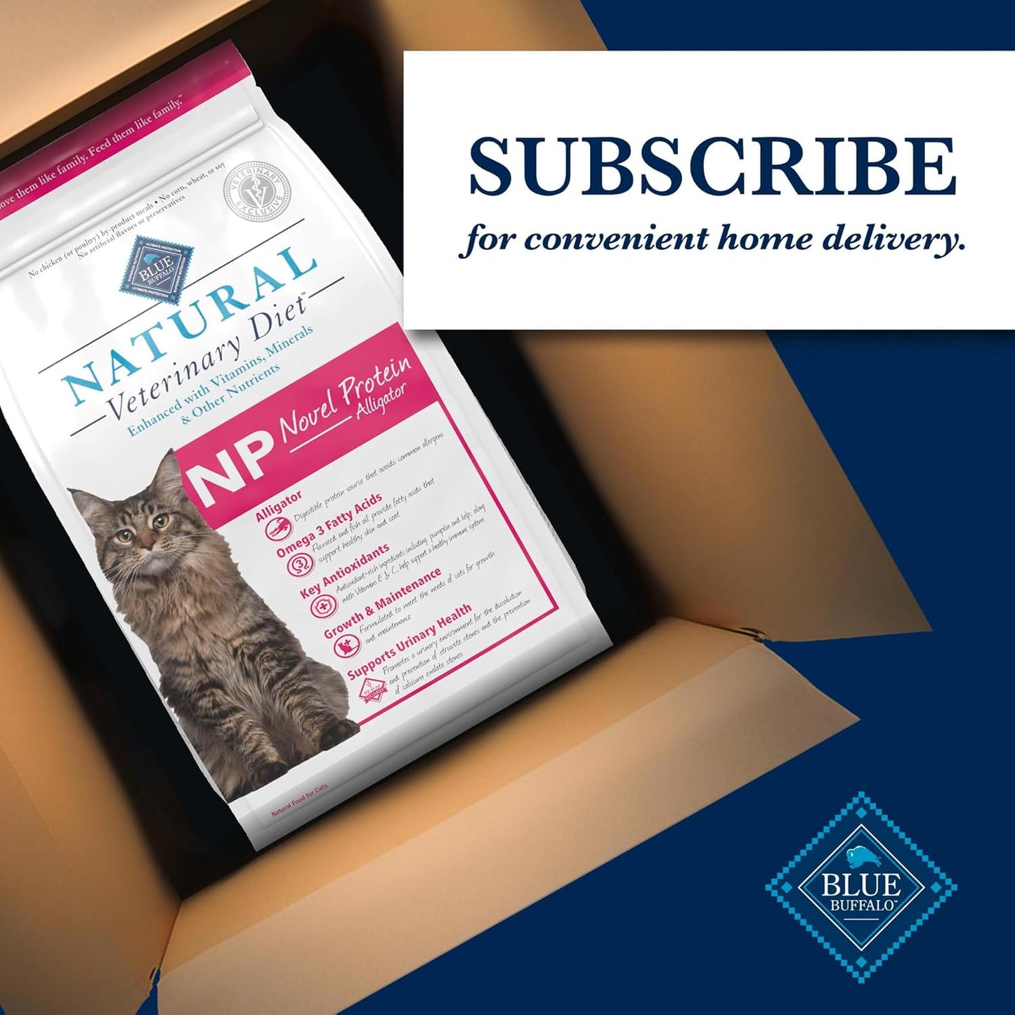 Blue Buffalo Natural Veterinary Diet NP Novel Protein Dry Cat Food, Alligator 7-lb Bag - Image 10