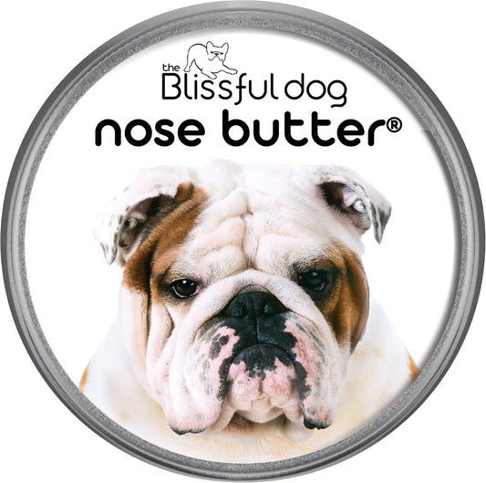 The Blissful Dog Bulldog Nose Butter front view of one ounce tin for dry snout relief.