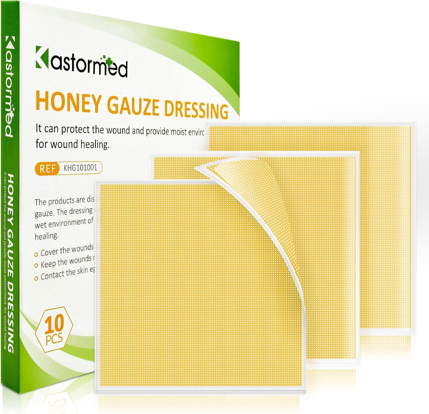 Kastormed Manuka Honey Gauze Dressing outer packaging front view showing product specifications.