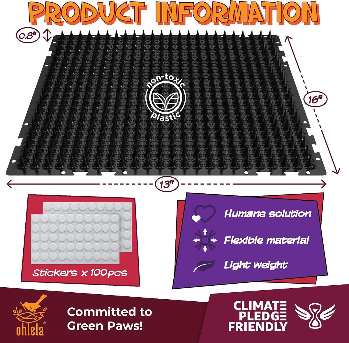 Ohlela pet deterrent mat placed on garden soil for anti-digging