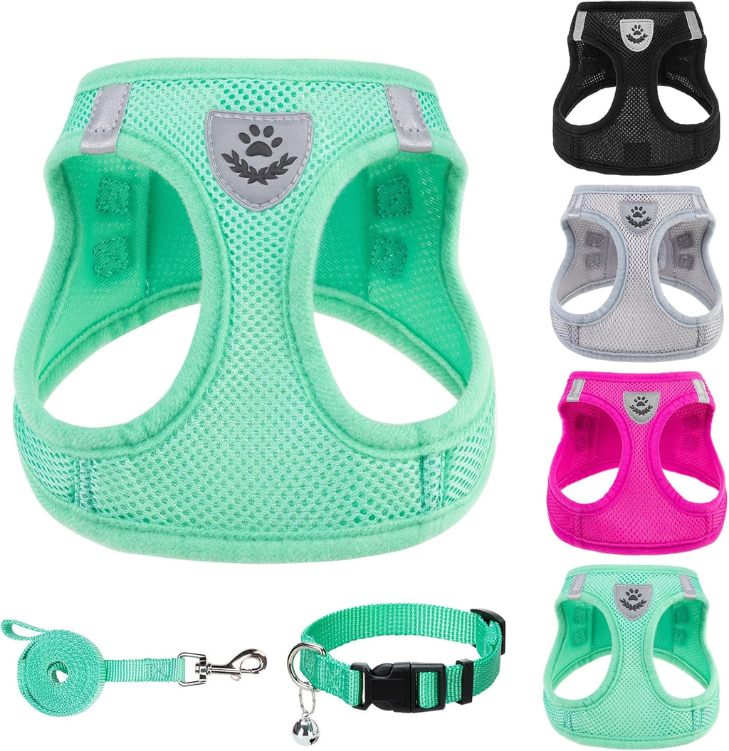 PUPTECK Adjustable Dog Harness Collar and Leash Set Step in No Pull Pet Harness for Small Medium Dogs Puppy and Cats Outdoor Walking Running, Soft Mesh Padded Reflective Vest Harnesses, Beige S - Image 10