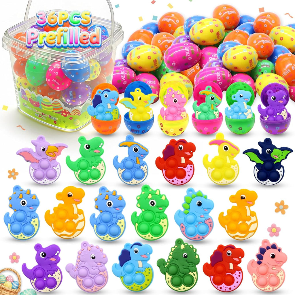 BicMan prefilled easter eggs front view showcasing the clear storage bucket filled with colorful plastic eggs