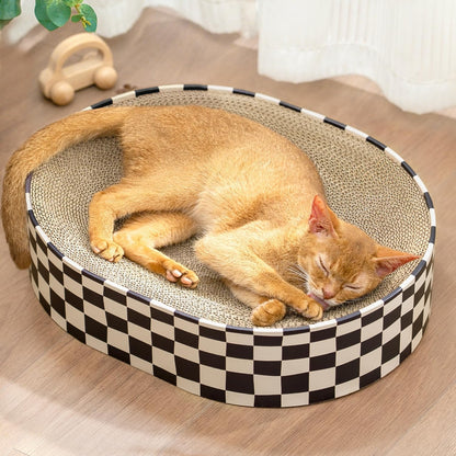 Conlun cat scratcher cardboard oval bowl front view