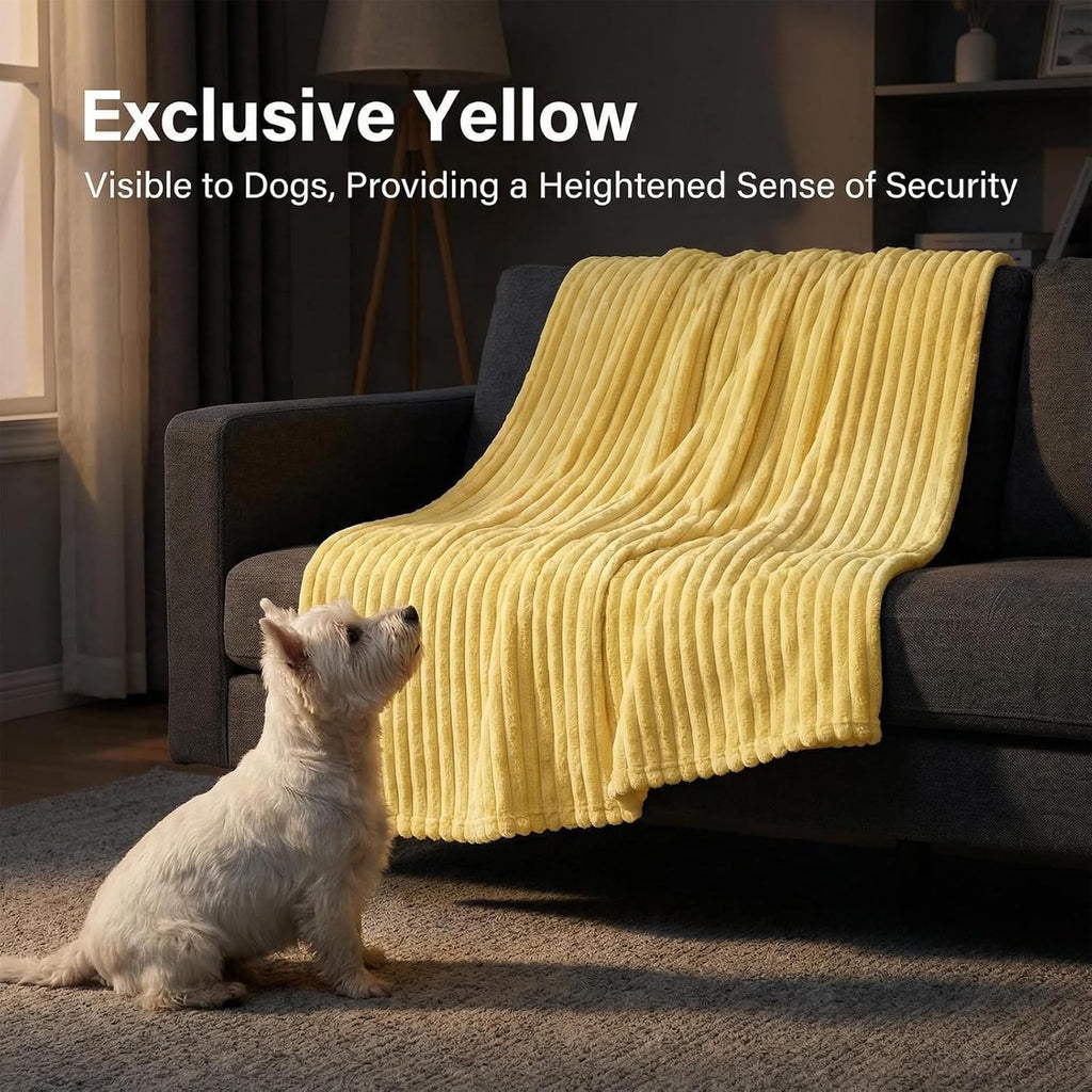Generic emotional support pet blanket protecting a car seat during outdoor travel with a miniature pet.
