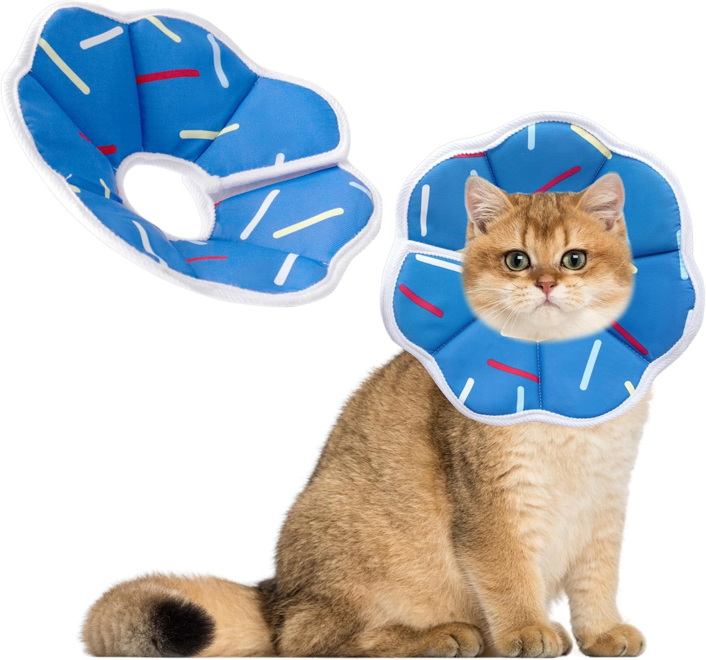 Soft Adjustable Cat Cone Collar, Comfortable Recovery Collar for Cats After Surgery (Dark Blue, Small) - Image 9