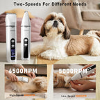 JIUWIIL 4 in 1 pet grooming tool showing interchangeable trimmer heads and nail grinder