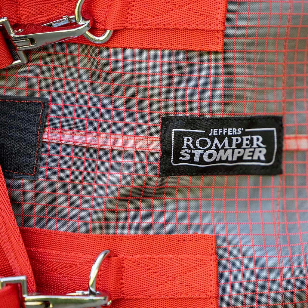 Tail flap and rear strap configuration on Jeffers protective horse blanket