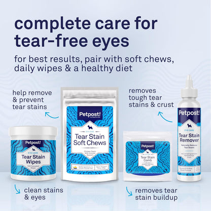 Petpost Tear Stain Remover Wipes for Dogs | 100 Count Gentle Eye Wipes with Juniper Berry & Coconut | Dog Face Wipes for Tear Stains & Eye Discharge | Soft Cotton Pads, Bleach Free - Image 10