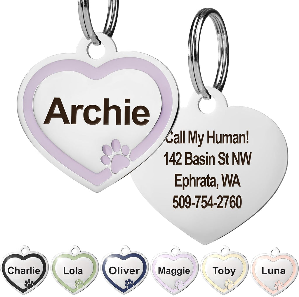 GoTags Stainless Steel Pet ID Bone Round and Heart Shaped Tags with Enamel Paw Design, Personalized Dog and Cat Tags, up to 5 Lines of Custom Text, Engraved on Both Sides (Sage, Regular Bone) - Image 14