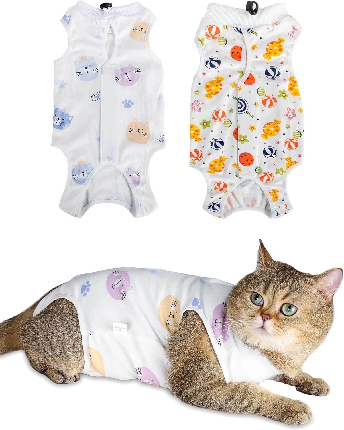 ANWA 2 Pack Cat Recovery Suit - Breathable Cat Onesie for Cats After Surgery Female, Kitten Surgery Recovery Suit Female Abdominal Wounds - Image 15