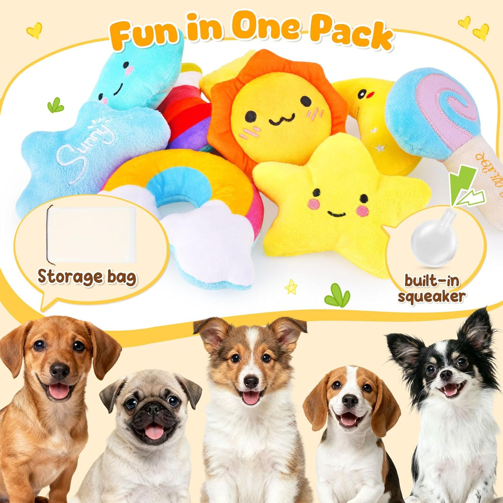 Weather themed small dog chew toys with storage bag