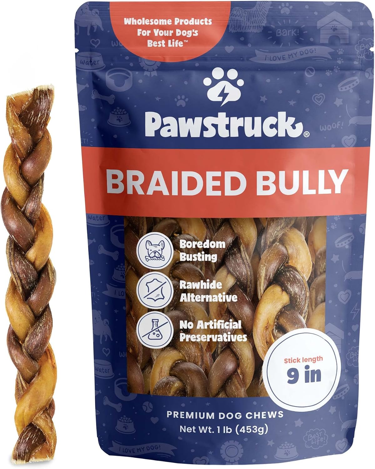 Pawstruck Natural 12" Braided Bully Sticks for Dogs - Tough, Long-Lasting, Rawhide-Free, Low-Odor, Single Ingredient Chew Treat for Aggressive Chewers - 5 Count - Packaging May Vary - Image 14