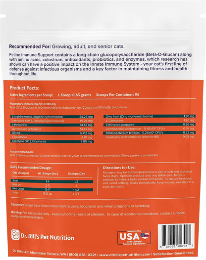 Dr. Bill's Feline Immune Support | Boosts Cat Immunity and Health with Colostrum, Beta Glucan, Turkey Tail Mushroom, Zinc & Vitamin C | Powder Supplement for Cats of All Ages - Image 9