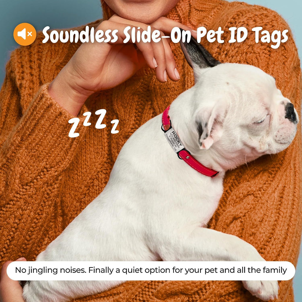 Slide On Pet Tag ID - Silent Custom Dog Tags - Name Tags Personalized - No Jingle Slide On Cat Tag ID - Engraved Collars - Image 9