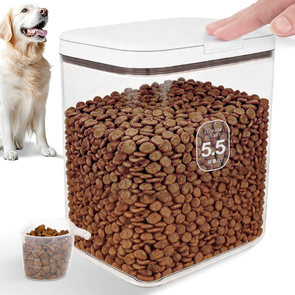 12 lbs Airtight Dog Cat Food Storage Container and Dog Treat Containers BPA-Free, PET Clear Stackable Pet Storage Bin, 1-Cup Scoop, 1-Sponge cleaning brush, Pop Top, With handle, Easy Mobility-large - Image 9