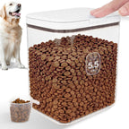 12 lbs Airtight Dog Cat Food Storage Container and Dog Treat Containers BPA-Free, PET Clear Stackable Pet Storage Bin, 1-Cup Scoop, 1-Sponge cleaning brush, Pop Top, With handle, Easy Mobility-large - Image 9