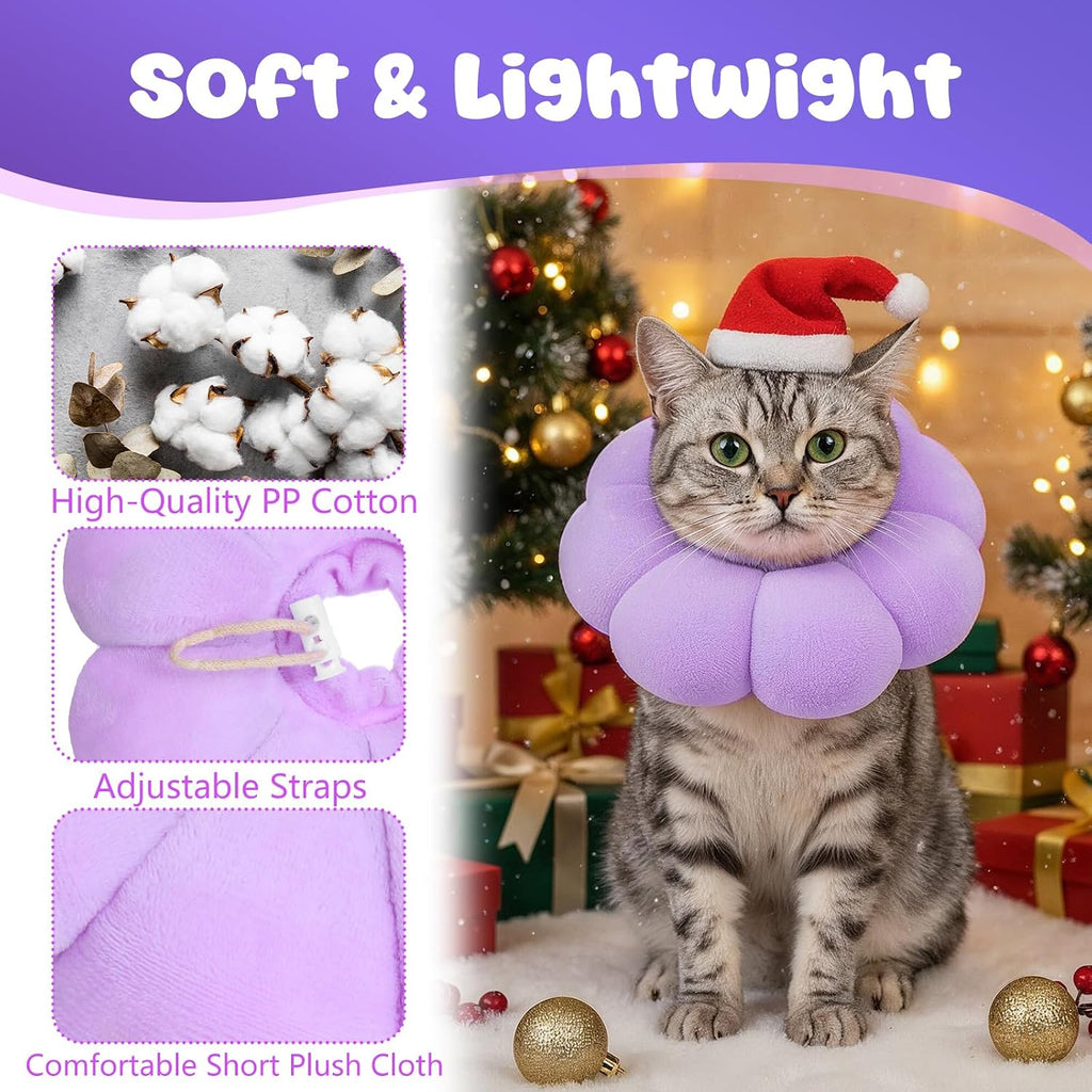 Adjustable kitten recovery collar with elastic band close up view