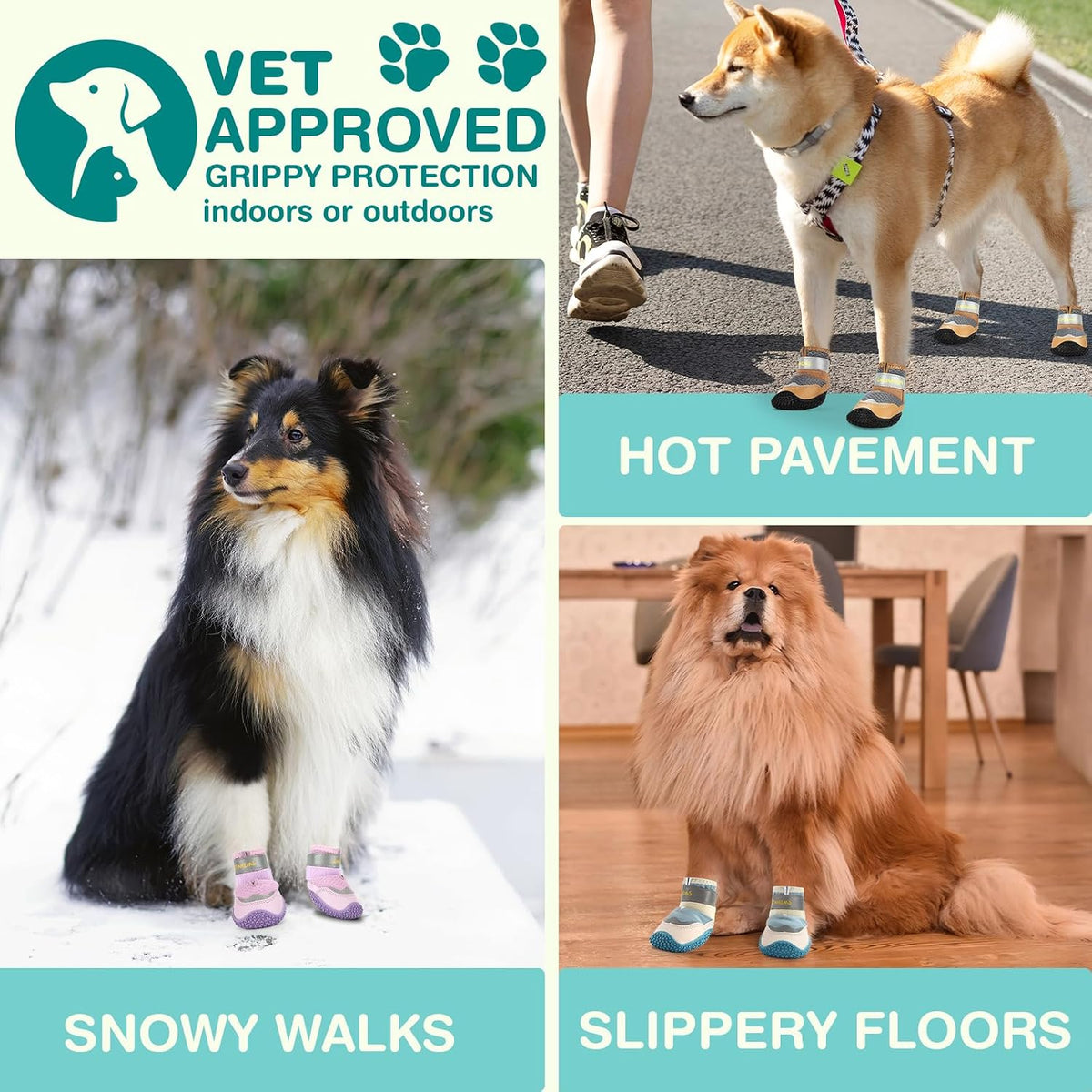 Petanims dog paw protectors showing zip and strap closure