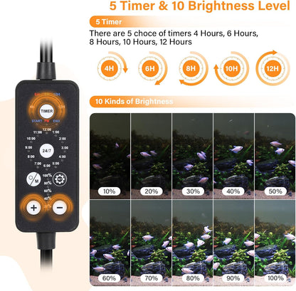 Hygger aquarium light showing sunrise orange color mode