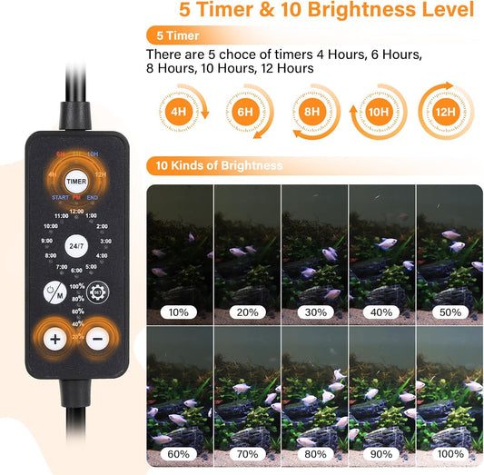 Hygger aquarium light showing sunrise orange color mode
