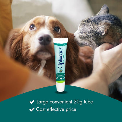 Optixcare eye lube for horses and dogs post surgery corneal protection.